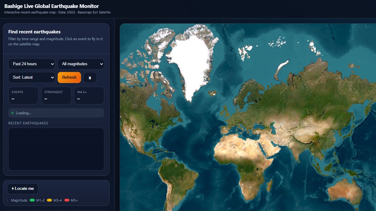 Live Global Earthquake Monitor - free real-time earthquake tracker