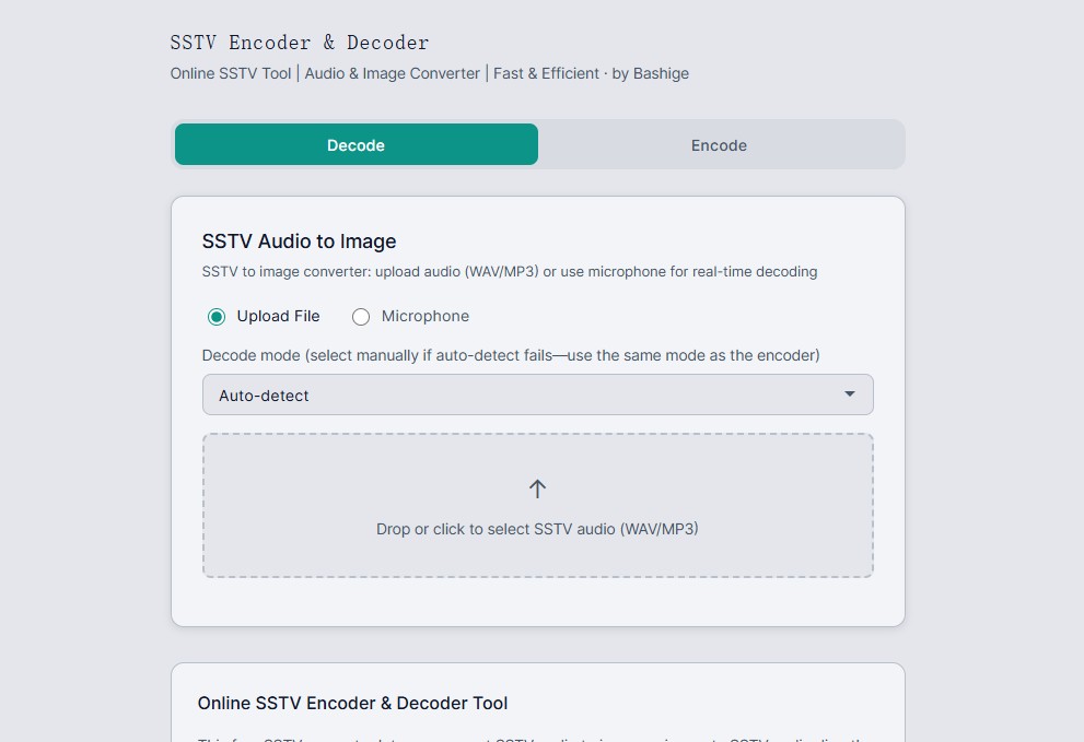 SSTV Encoder and Decoder - audio to image, encode and decode